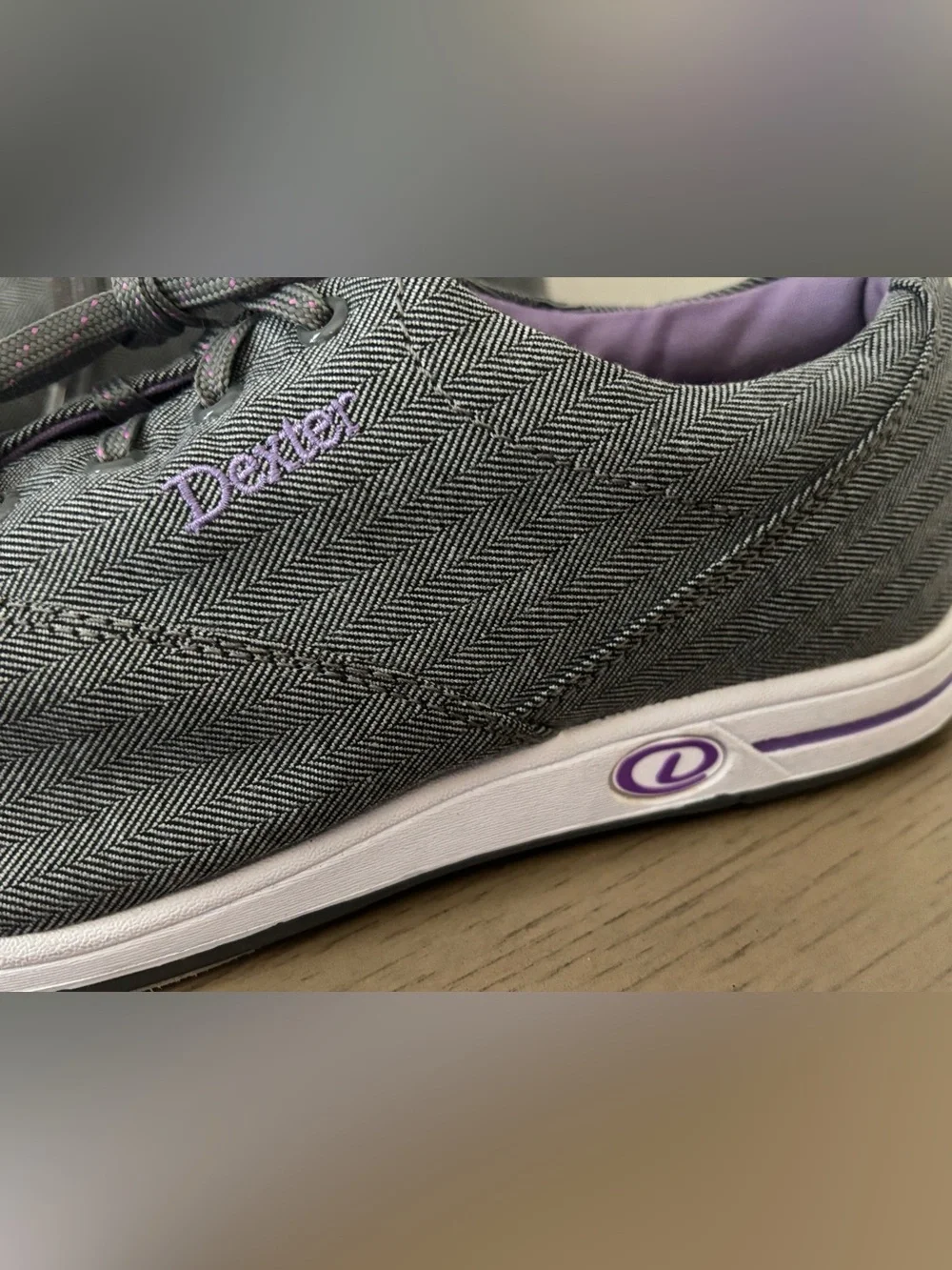 Dexter Gray Herringbone Canvas Lace-Ups with Lavender Lining